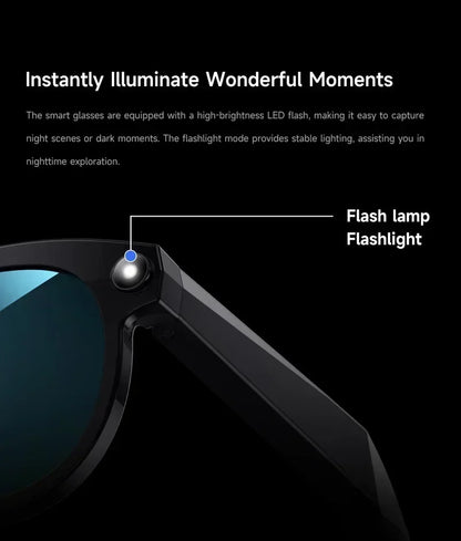 Lenovo Smart AI Glasses 800W Pixels HD Color Changing Chat Translate Camera Bluetooth Call Voice Assistant Music Control Glasses