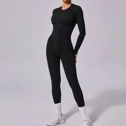 Women's Sports Jumpsuit Kit Yoga Fitness Bodysuit Hip-lifting Open Back Tight High Elasticity Outdoors Gym Workout Sexy Clothes