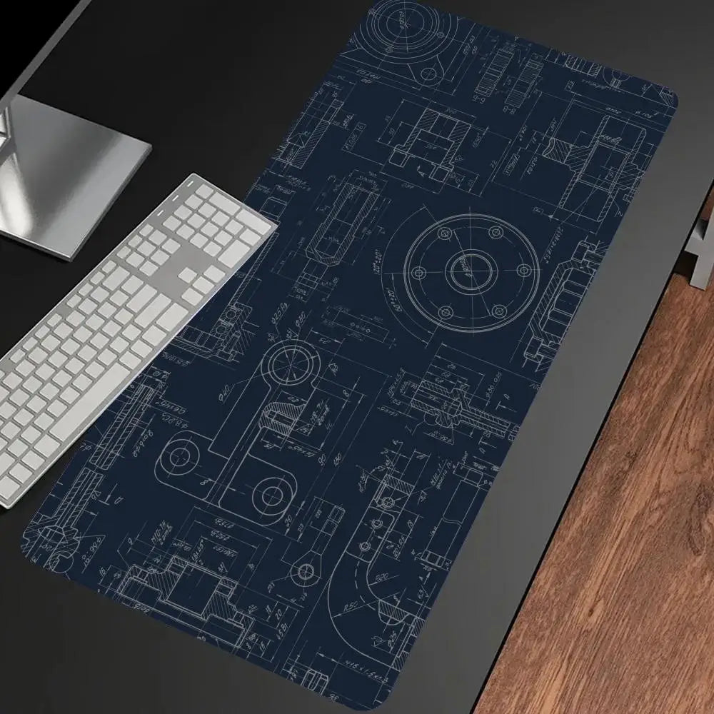 Mechanical Drawing Mouse Pad Gaming Accessory Large HD Mousepad XXL MousePad Natural Rubber Carpet Non-Slip Table Mat Office Rug