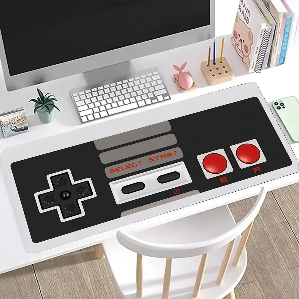 Retro Game Controller Large Mouse Pad HD Anti-Slip Rubber Base Washable XXL Desk Mat with Precision Edges for Gaming Office Work