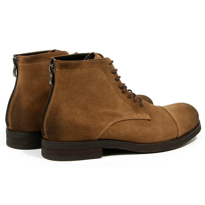 Retro Men Boots Genuine Leather Men's Ankle Boots Rear Zipper Desert Boots Handmade Cowhide Suede Men's Leather Shoes Quality