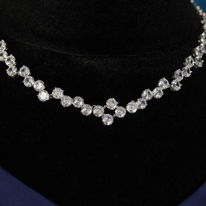 Cubic Zirconia Circular Necklace And Earring For Women Fashion Elegance Wedding 2pcs Jewelry Sets Luxury Bridal Accossories