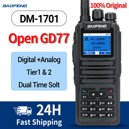 Baofeng DMR Mobile Radio Walkie Talkie Transceiver Analog & Digital DM 1701 Tier1+2 Dual Time Slot Open GD77 Dual Band Ham Radio