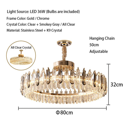 Clear Crystal Ceiling Chandeliers New LED Lights Luxury Rectangle Hanging Lamp Modern Home Decor Lustres for Dining Room Table
