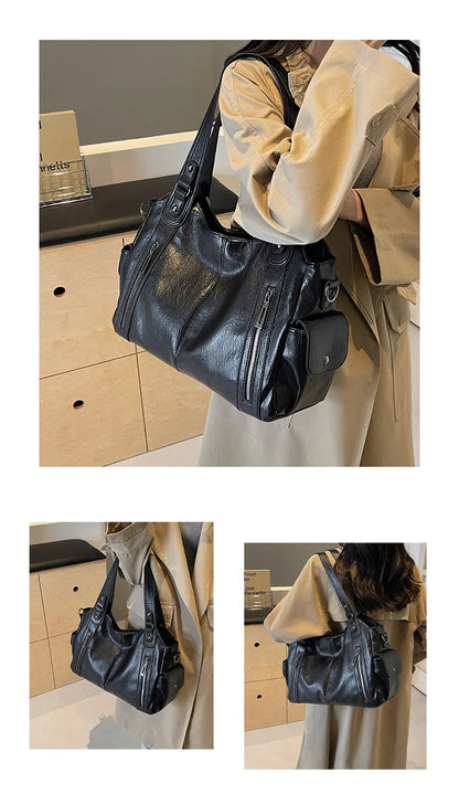 Soft Interior Compartment Shoulder Bags 2026 High Quality Contrasting Colors Bags for Women Fashion Zipper Pu Women's Handbags