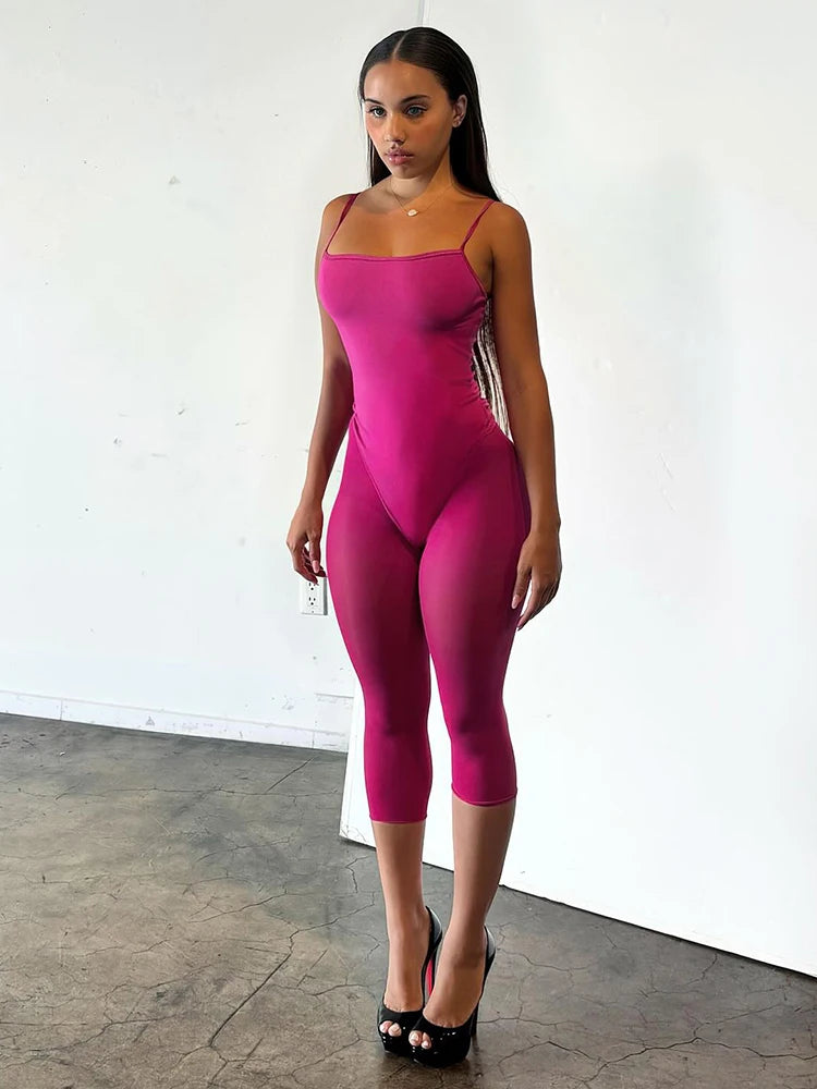 Kliou Sporty Style Sling Playusits Woman Summer Trend Low-Neck Backless Look Slimmer Skinny High Stretch Sexy Fashion Rompers