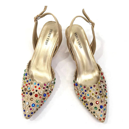 Venus Chan New Arrival Italian Design Nigerian Fashion Party Wedding Shoes and Bag Set Decorated With Flower in Blue Color