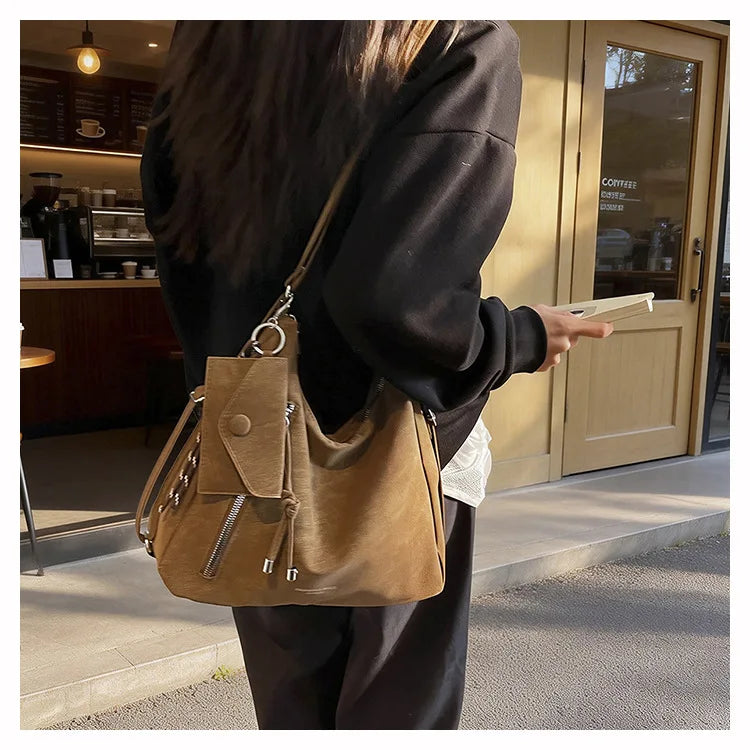 Fashionable Retro Versatile Crossbody Bag New Style Pure Color Multi-Function Single Shoulder Bags Elegant Quality Handbag