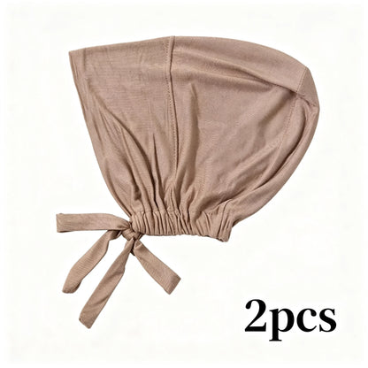 1PC Adjustable Inner Caps New Soft Solid Color Elastic Cap Modal Hijab Muslim Bonnet Underscarf Women Fashion Accessories