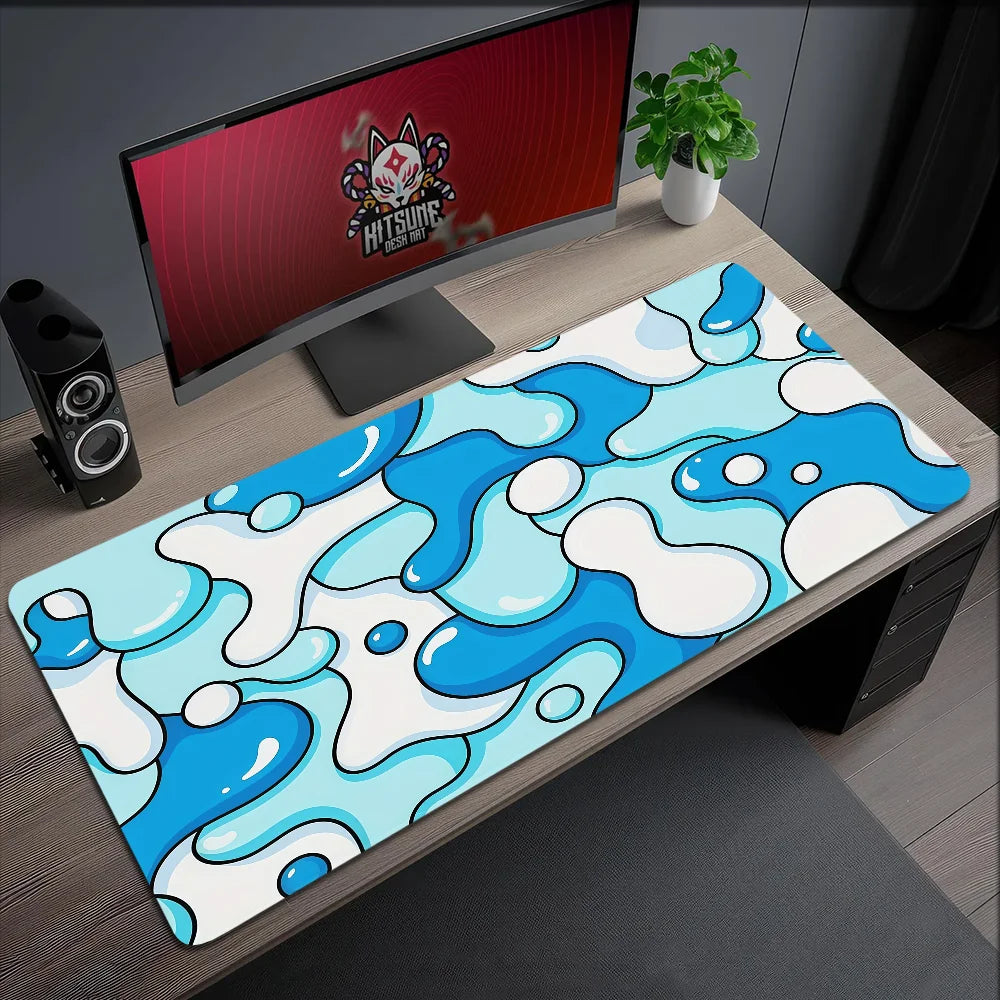 Mouse Pad MousePad Non-slip Lockedge Blue Art Office Student Gaming Thickened Large Writing Pad Wave Cushion