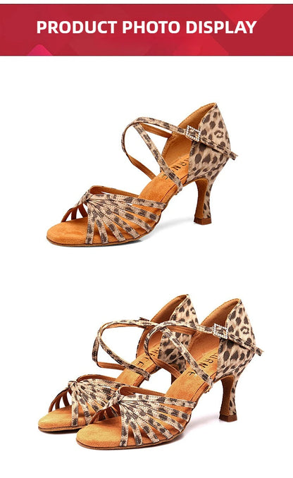 UK Latin Dance Shoes Women's Genuine Leather Flexible Sole Professional Competition Ballroom Practice Shoes