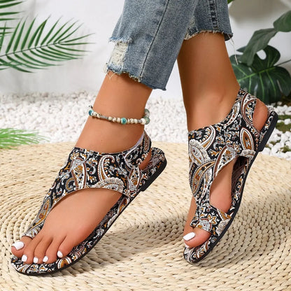 2025 Women Flat Sandals Comfortable Flats Sandals Printed Bohemia Roman Style Shoes for Women Fashion Shoes Sandalias De Mujer