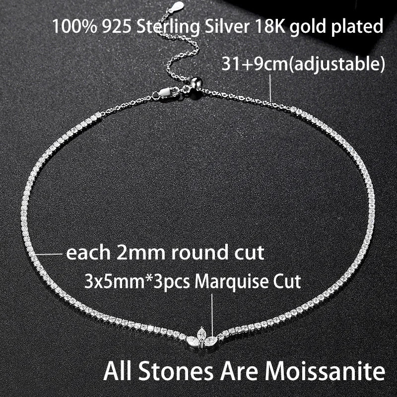 CEICI GRA Certified Full Moissanite Tennis Necklace for Women 925 Sterling Silver with Heart Diamond Pendant Adjustable Choker