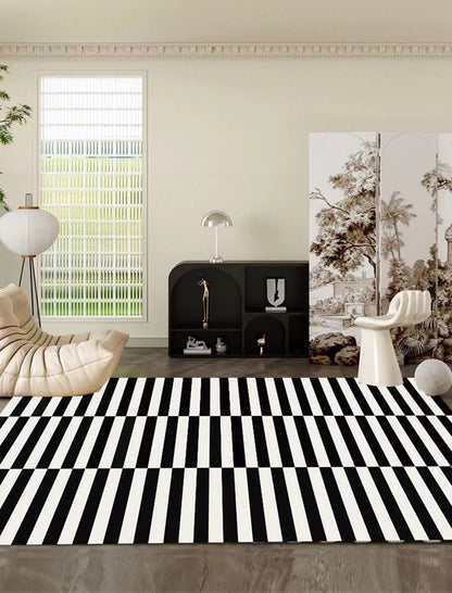 Light Luxury Black and White Striped Rug Modern Large Area Living Room Sofa Rugs Simple Bedroom Decor Carpet Home Room Carpets
