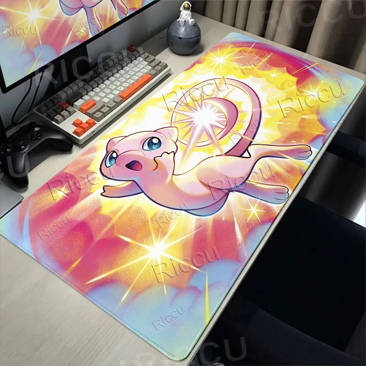Kawaii P-Pokemon Mewtwo Purple Pattern Gaming Mouse Pads XXL Anti-Slip Rubber Keyboard Desk Mats PC Gamer Accessories Table Pads