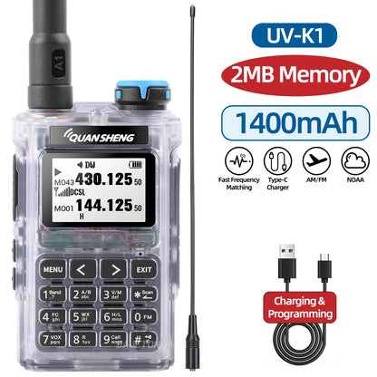 Quansheng UV-K1 Mini Walkie Talkie AM/FM Multi-Band Wireless Copy Frequency Long Range Type-C Charger For Camping UVK5 K6