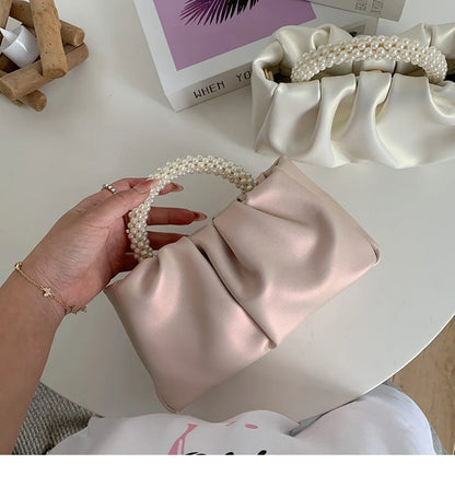 Fashion Pearl Handle for Wedding Dinner Women Clutch Purse Luxury Handbag Ladies Square Shoulder Bags Female Small Messenger Bag