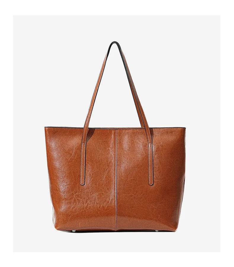 Luxury Women Leather Tote Bag Top Layer Cowhide Large Capacity Fashionable Handbag Brand Designer Shoulder Bag 2025 New Handbag