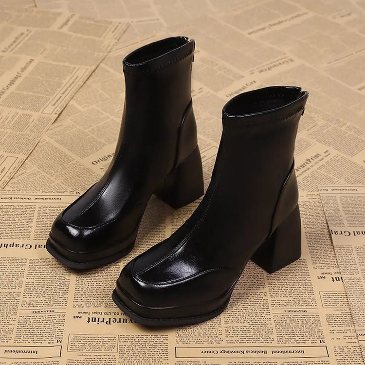 High Heels Women's Ankle Boots Designer Chunky Fashion Shoes 2025 New Winter Elegant Short Boots Dress Pumps Mujer Zapatillas