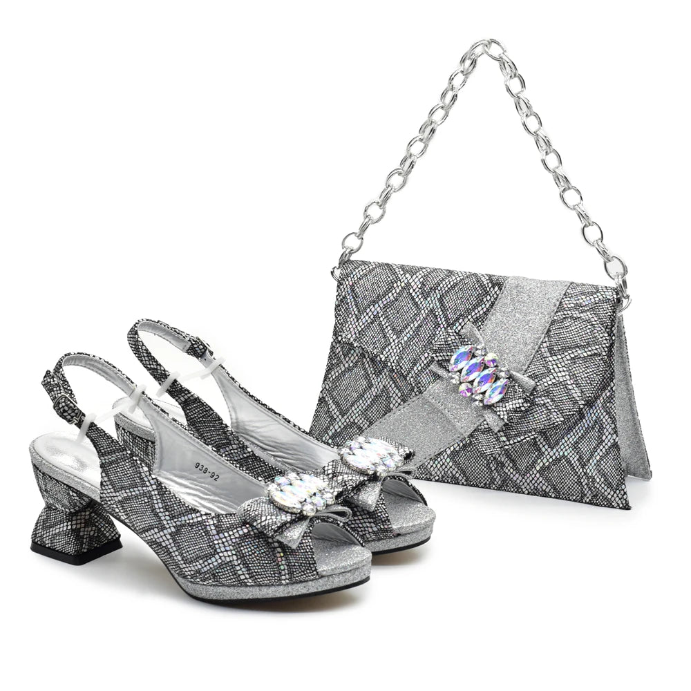 New Arrival Matching Shoes and Bag for Women for Weddings Elegant Woman Heeled Shoes for Party Shoe and Bag Party Italy Set