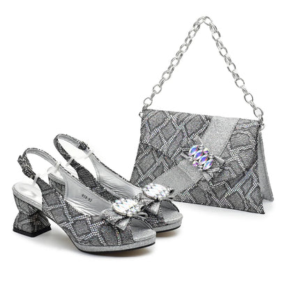 New Arrival Matching Shoes and Bag for Women for Weddings Elegant Woman Heeled Shoes for Party Shoe and Bag Party Italy Set