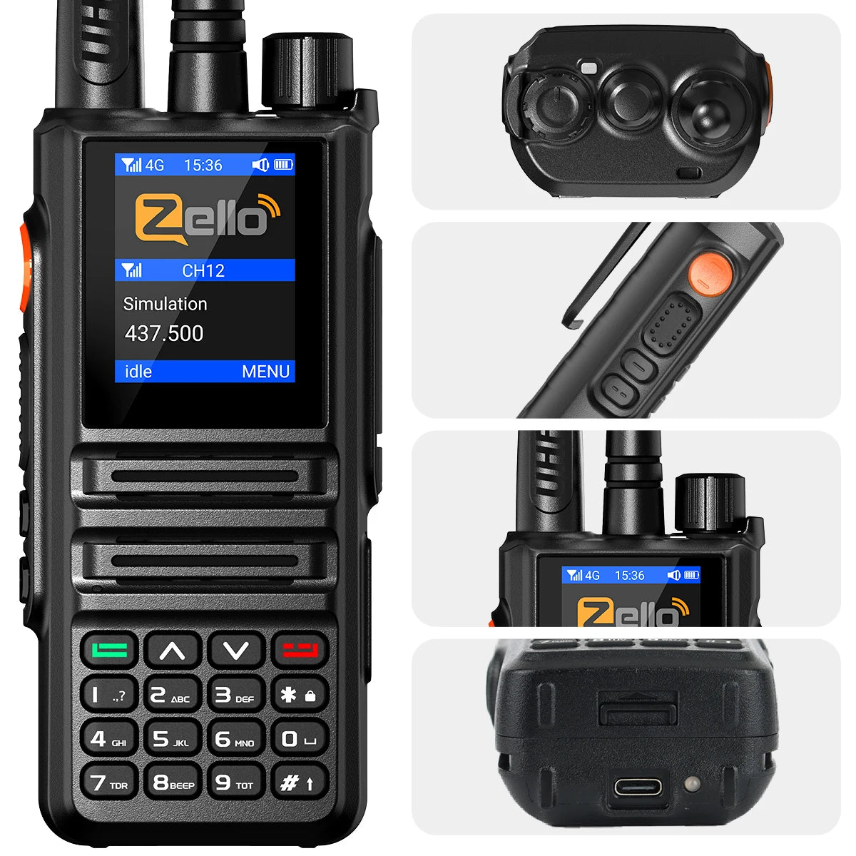 ABBREE GP-889 Walkie Talkie Dual Mode POC Network Radio ZELLO Global UHF Bluetooth WIFI Android 2/3/4G Type-C Ham Radio Hunting