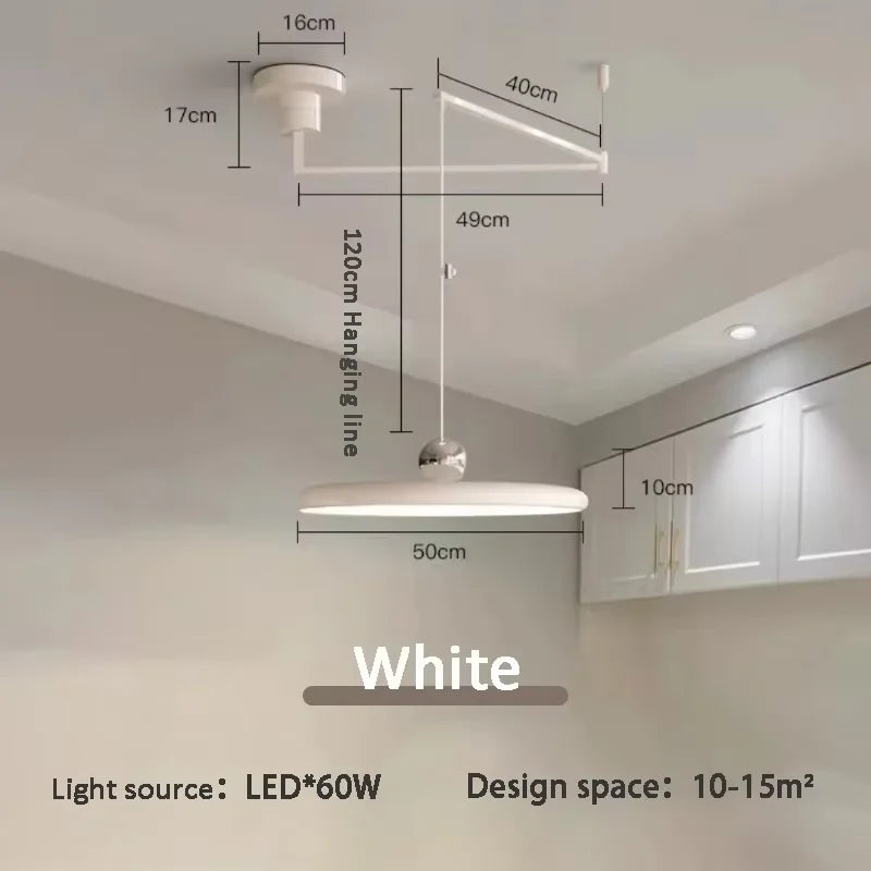 Nordic Cream Iron Swing Arm Lamp Adjustable Rotatable Pendant Wall Light for Bedside Living Room Desk Led Lights