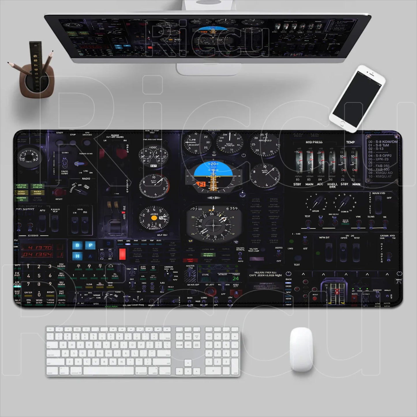 HD Airplane Speedometer Mouse Pads Plane Instrument Panel XXL Mousepad Non-slip Rubber Desk Mat Pc Gamer Deskmat Cockpit Playmat