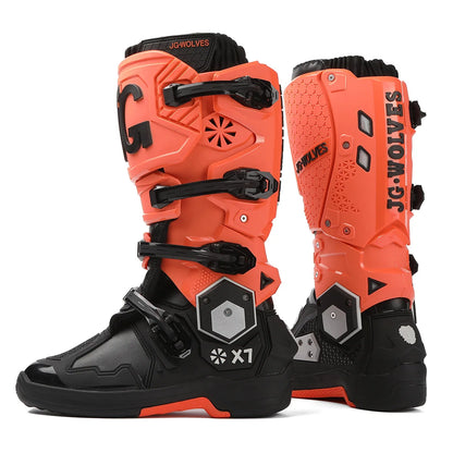 Men Professional Motocross Mid-Calf Long High Ankle Off-Road Racing Boots Moto Rider Protective Shoes Men Woman Motorcycle Boots