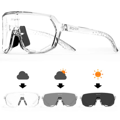 SCVCN Cycling Glasses UV400 Photochromic Sunglasses Men Sun Mountain Bike Road Bicycle Eyewear Sports Running MTB Cycle Gogg