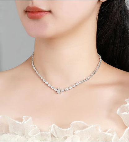 PureMax Luxury Pear Moissanite D VVS1 Color Diamond Wedding Necklace Bracelet for Women 925 Sterling Silver Engagement Jewelry