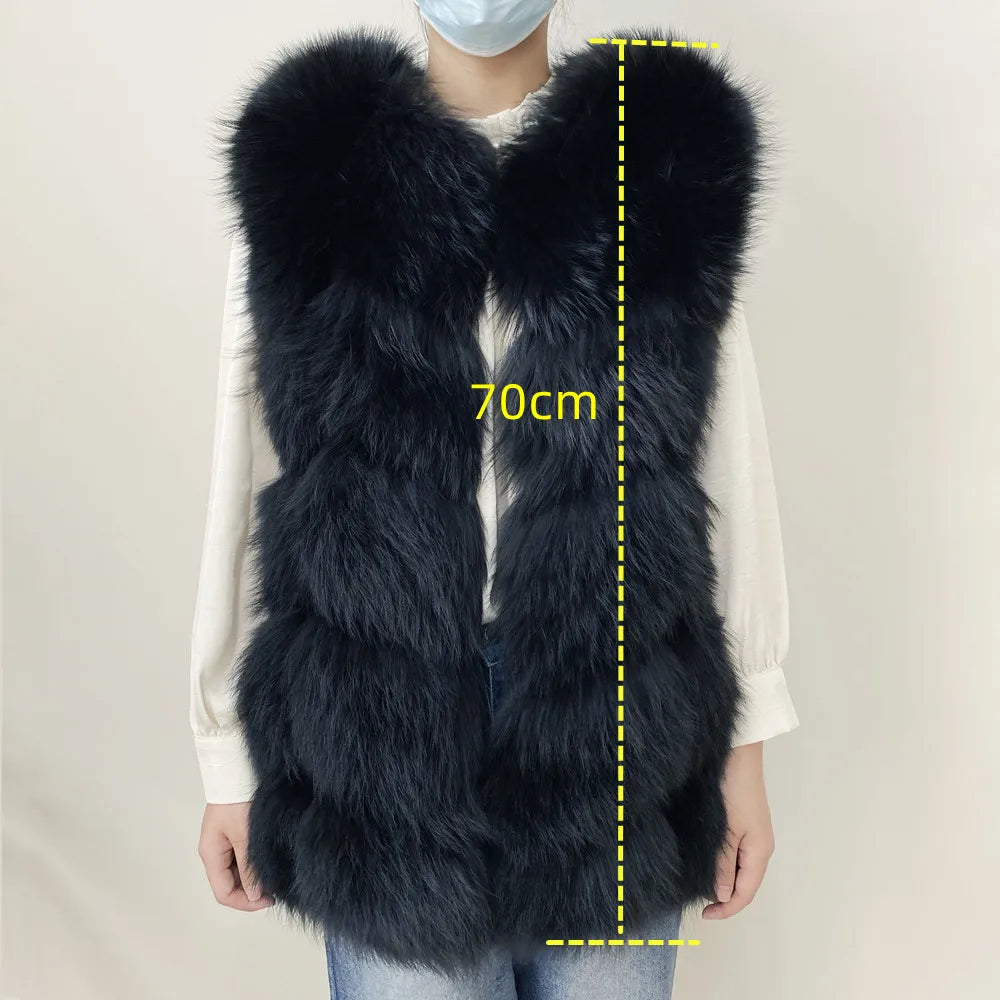 Real  Fur Raccoon Vest Natural Fur Coat For Jacket Female Coats Vest Waistcoat Long Fur Coats Real Fur Coat Fox Vest Jacket