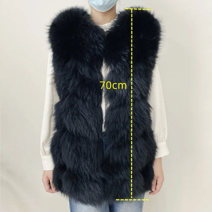 Real  Fur Raccoon Vest Natural Fur Coat For Jacket Female Coats Vest Waistcoat Long Fur Coats Real Fur Coat Fox Vest Jacket