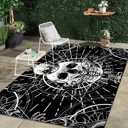 3D Gothic Skull Moth Print Rug High Quality Non Slip Mat For Patio Garden Living Room Indoor Outdoor Decor Carpet
