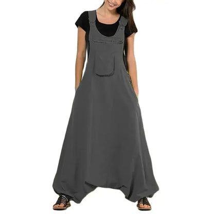 Women's Overall Pockets Vintage Jumpsuit Casual Harajuku Rompers Solid Retro High Street Oversize Jumpsuit Female Harem Overalls
