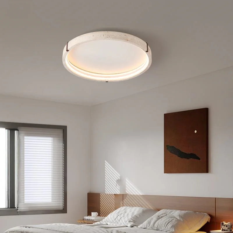 IWHD Wabi Sabi LED Ceiling Lamp Dining Room Restaurant Coffee Yellow Travertine Stone Minimalism Hanging Lights Lamparas Techo