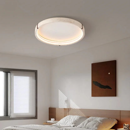 IWHD Wabi Sabi LED Ceiling Lamp Dining Room Restaurant Coffee Yellow Travertine Stone Minimalism Hanging Lights Lamparas Techo