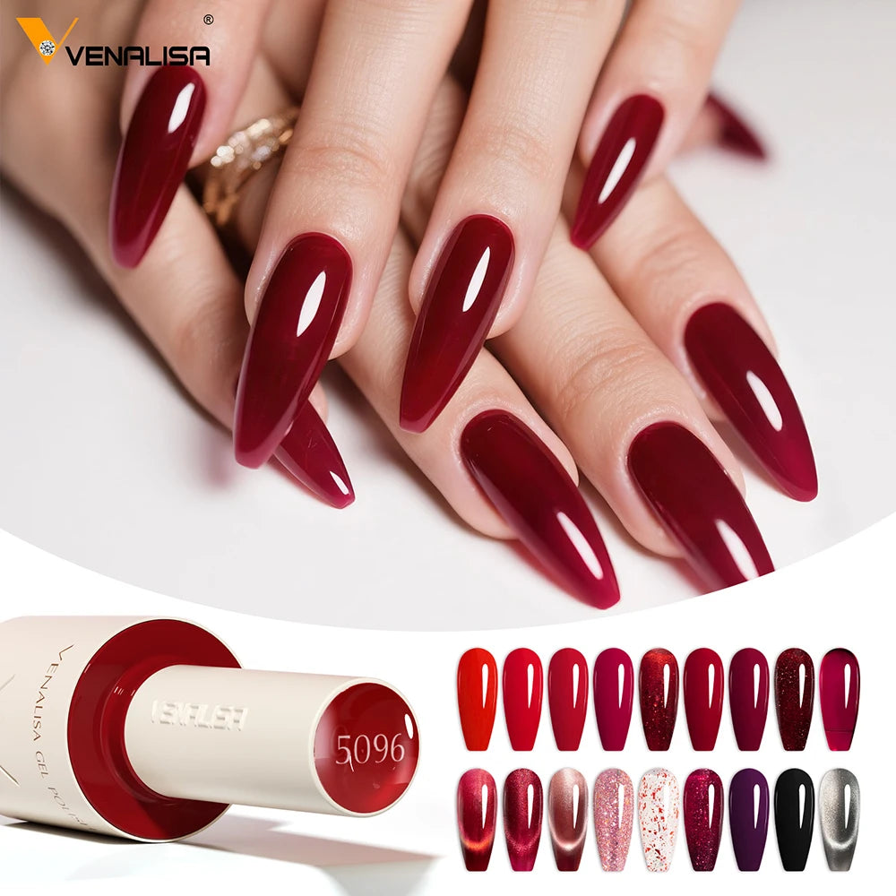Venalisa 10ml HEMA TPO Free Red Cat Eye Gel Polish Soak Off UV LED Magnetic Nail Polish Diamond Top Long Wear Gel Varnish