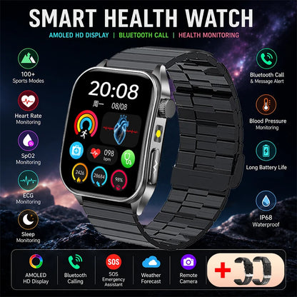 2026 New 650nm Laser Medical Grade Health Smartwatch Men ECG Blood Pressure Lipid Bluetooth Call Smart Watch For Android IOS