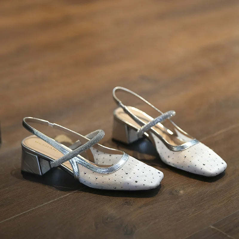 New Arrival Women Shoes Luxury Rhinestone High Heeled Sandals for Woman Elegant French Wedding Shoe Designer Shoes Zapatos Mujer