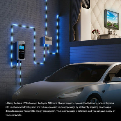 Feyree GB/T EV Charger 7.6kw 32A Dynamic Load Balancing Wallbox 4.3inch LCD Wifi APP Charging Log 11KW 22KW 3P Charging Station