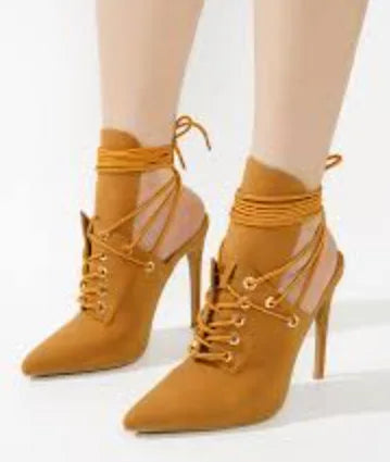 Punk Style Bling Rhinestone Pointed Toe Mid-Calf Women Boots Stiletto High Heels Lace Up Design Large Size Fashion Show Shoes