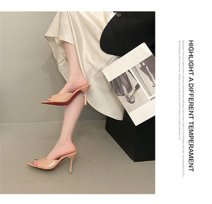 NEW Pointed Toe High Heels Sandals for Women Beautiful Korean Style Summer Shoes Rubber Sole Luxury Sensation