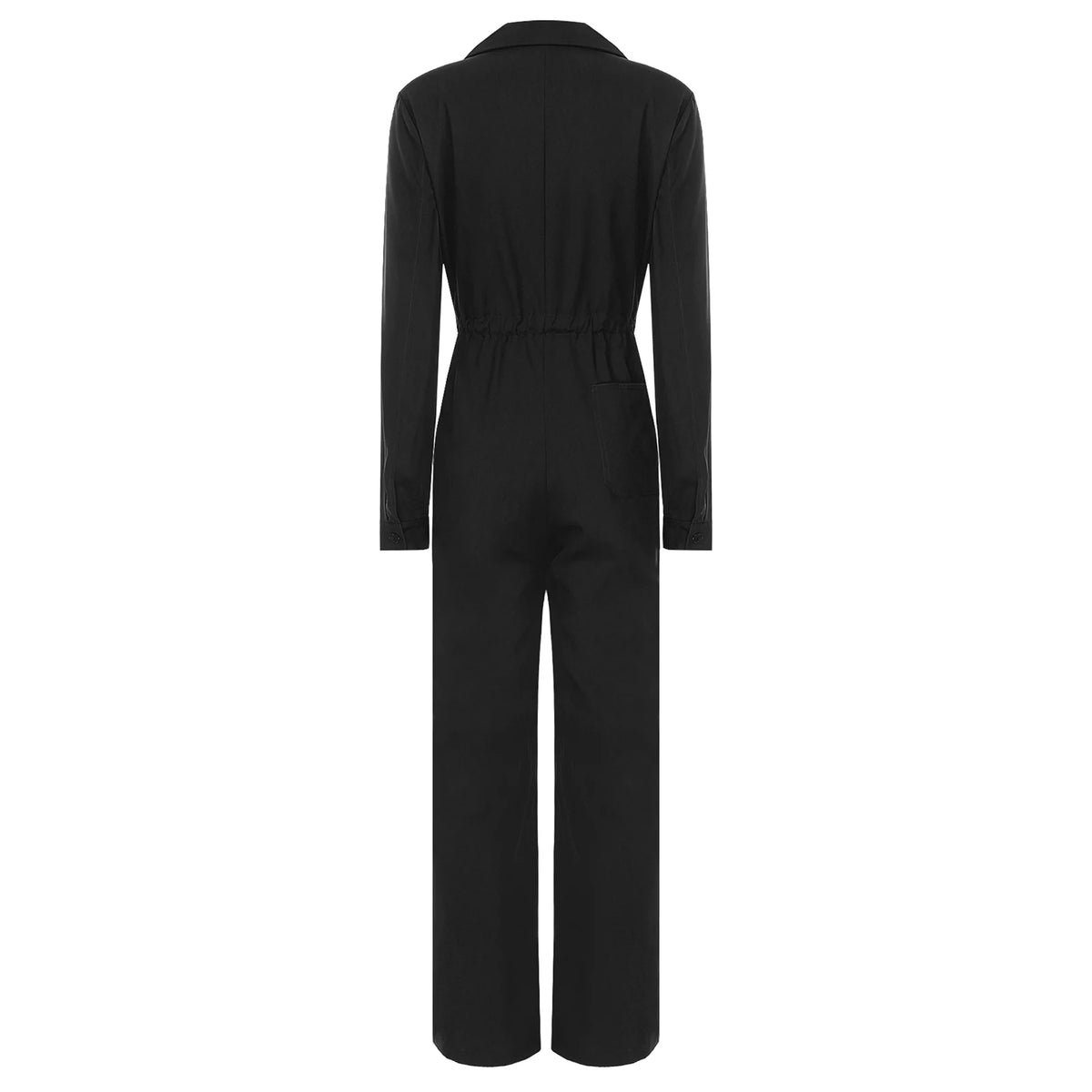 Womens Fashion Work Coverall Rompers Casual Solid Color Turn-Down Collar Long Sleeve Button Jumpsuit Travel Holiday Cargo Pants