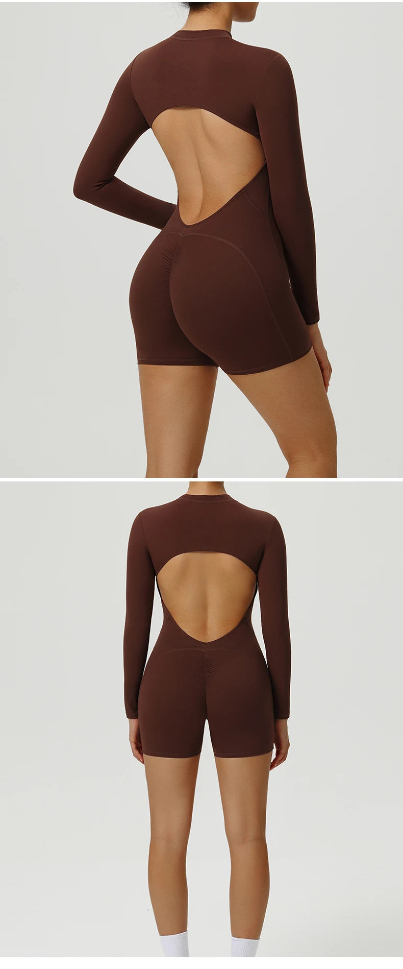 Women V-Back Sports Overalls Zipper Workout Jumpsuit Gym Fitness Suits Sports Bodysuits Female Running Tracksuit Sportswear