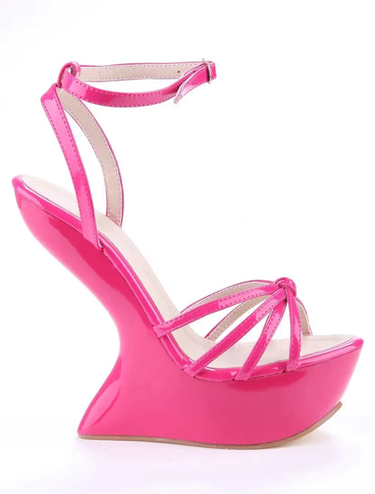 Yellow Heels Strappy Heeled Sandals Hoof Heel Buckle Strap Shoes Summer Women Luxury Designer Sandalias De Mujer Solid Blue Red