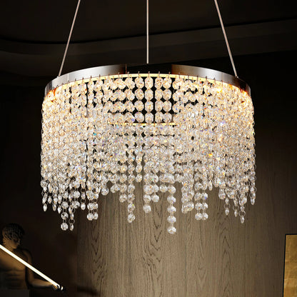 16-inch Luxury Crystal LED Chandelier - Adjustable Height and Color Temperature (3000K-6000K) -Modern Chandelier for Living Room