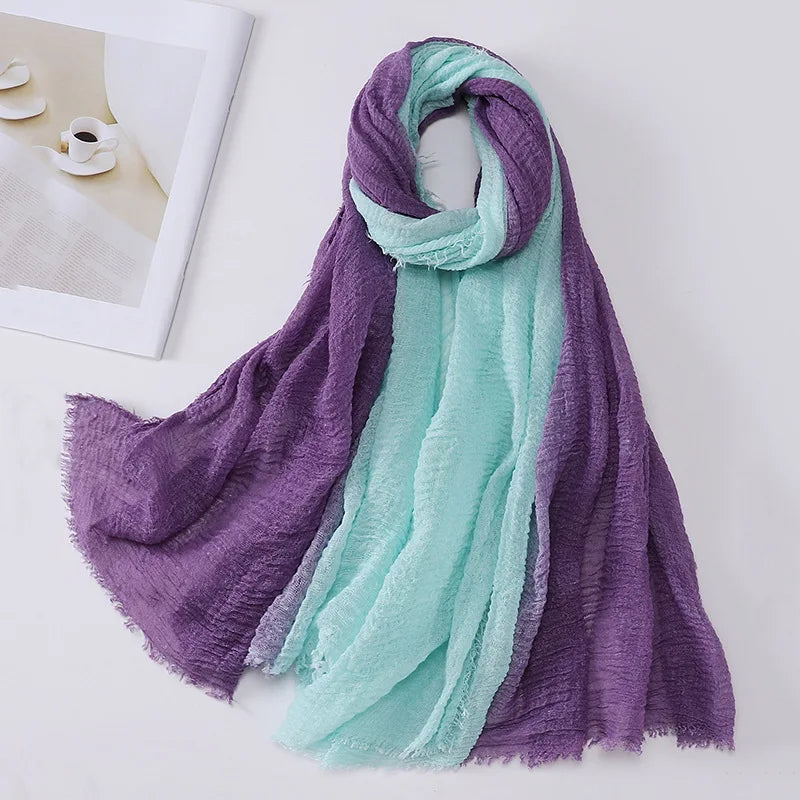 180*90cm Gradient Cotton Linen Women Muslim Hijab Scarf Woman Islamic Arab Shawl Wrap Head Scarves Ready To Wear Headscarf