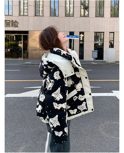 Women's Clothing High-end Plus Size Down Jacket Winter Warm New Hooded Loose White Duck Down Outerwear Quilted Pockets Coats