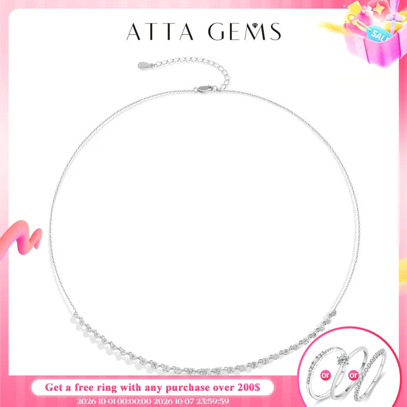 ATTAGEMS 2.04CTW Moissanite Necklaces for Women S925 Silver 18K White Gold Plated D VVS1 Diamond Pendant With Chain Jewelry Gift